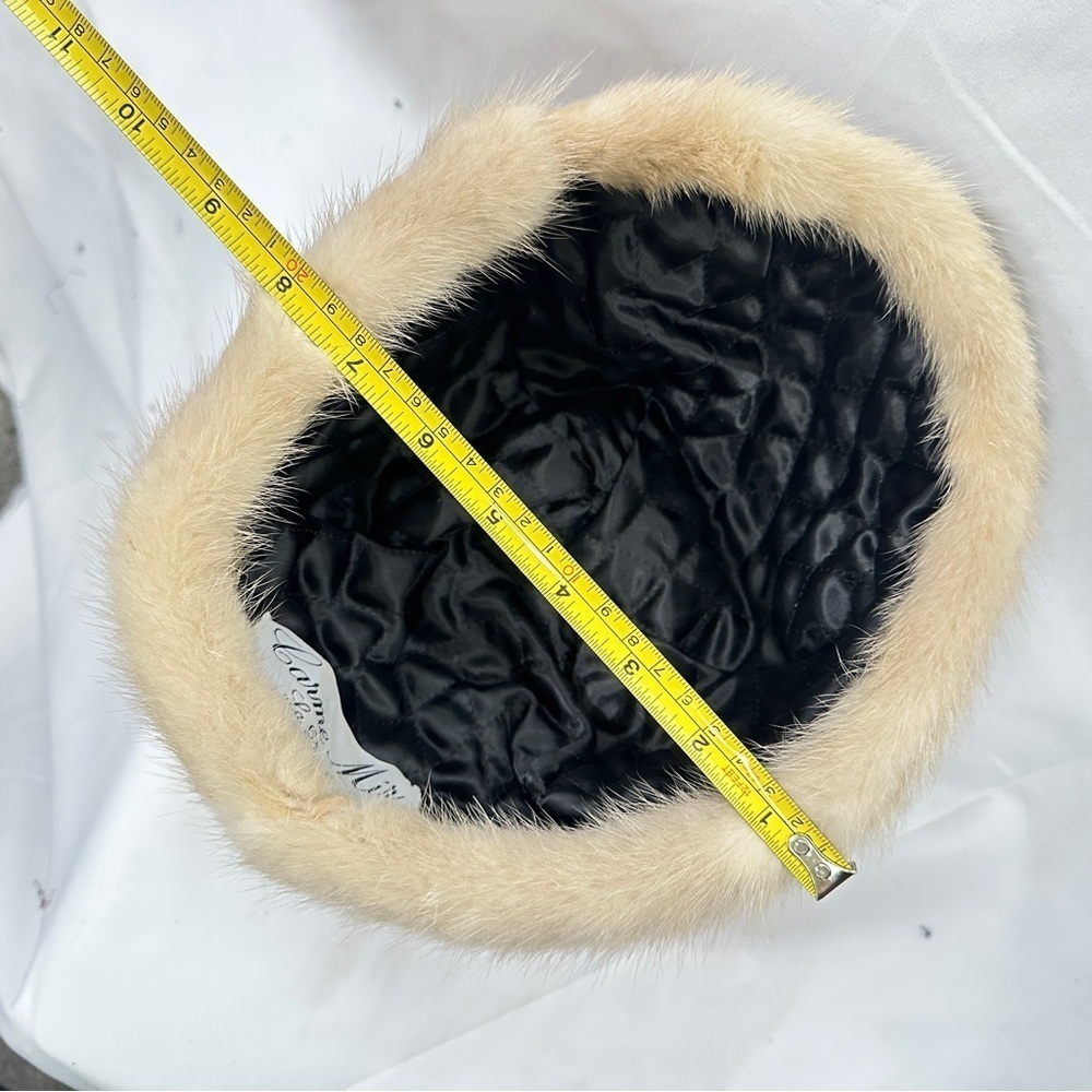 Carme Mir La Bisbal Pillbox Hat Mink Fur Blonde OS - Picture 12 of 13